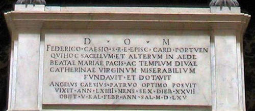 Federico Cesi, S. Maria Maggiore, Inschrift