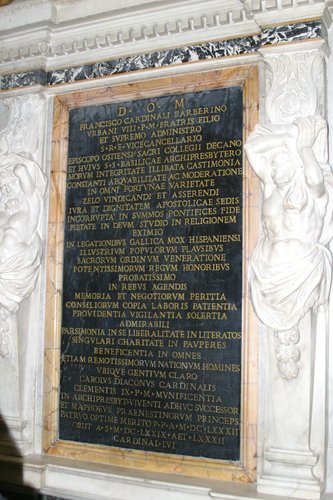 Francesco Barberini d. Ä., Grabmal S. Pietro in Vaticano, Inschrift