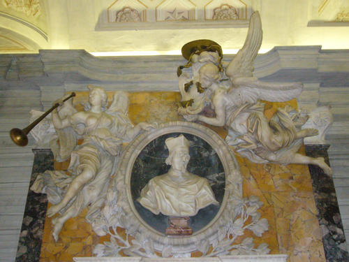 Francesco Barberini d. Ä., Grabmal S. Pietro in Vaticano, Büste und Assistenzfiguren