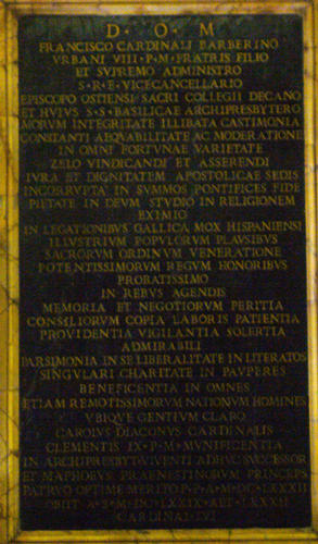 Francesco Barberini d. Ä., Grabmal S. Pietro in Vaticano, Inschrift