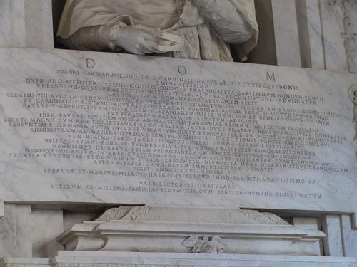 Giovanni Garzia Millini, Grabmal S. Maria del Popolo, Inschrift