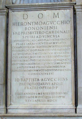 Girolamo Agucchio (Agucchi), Grabmal S. Pietro in Vincoli, Inschrift