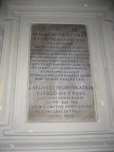 Girolamo della Rovere, Grabmal S. Pietro in Vincoli, Inschrift