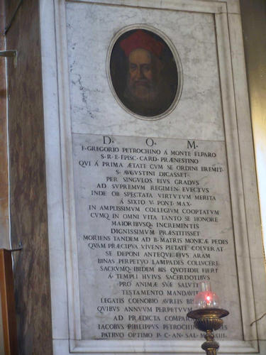 Gregorio Montelbero Petrochino, Grabmal S. Agostino, Epitaph