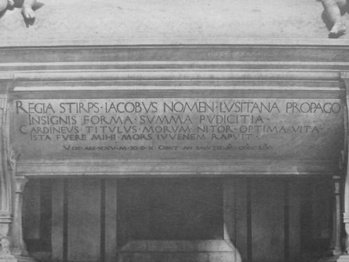 Jacopo von Portugal, Grabmal in S. Miniato al Monte, Sarkophagsinschrift