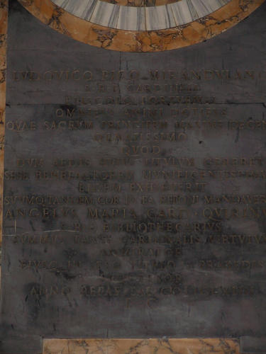 Ludovico Pico della Mirandola, Herzmonument S. Prassede, Inschrift