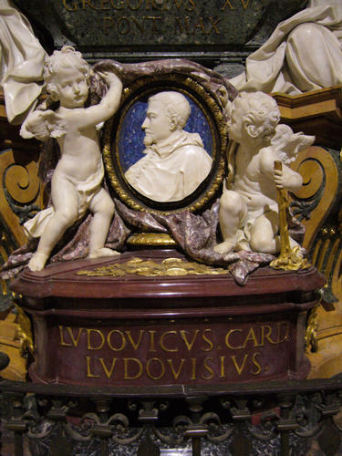 Ludovico Ludovisi, Grabmal S. Ignazio, Clipäus und zwei Putten