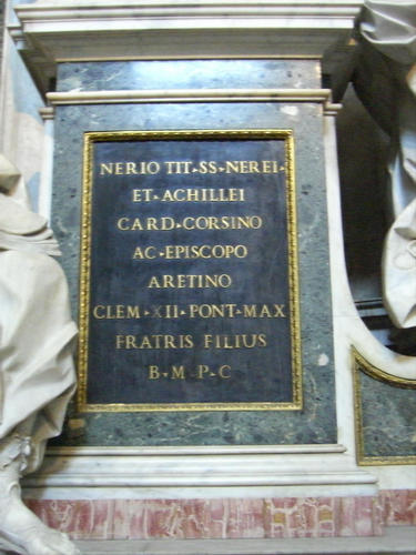 Neri Corsini d. Ä., Grabmal S. Giovanni in Laterano, Inschrift