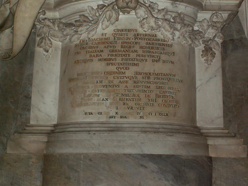 Gioacchino Ferdinando Portocarrero, Grabmal S. Maria del Priorato, Inschrift