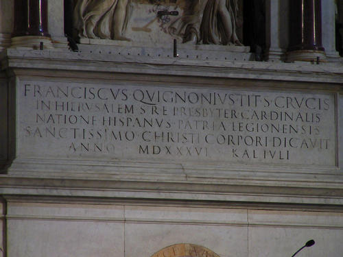 Francisco Quiniones, Grabmal S. Croce in Gerusalemme, Inschrift