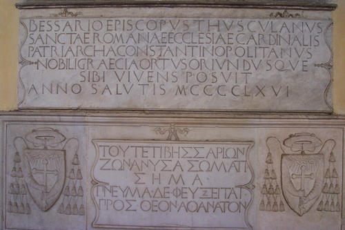 Giovanni Bessarion, Grabmal S. Apostoli, Original-Epitaph 